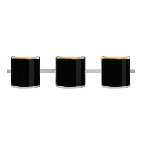 Besa Lighting Pogo Vanity, Black/Inner Gold, Satin Nickel Finish, 3x5W LED 3WS-7180GF-LED-SN - main